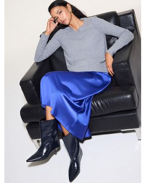 Next Satin Midi Skirt - Blue
