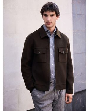 Next Khaki N. Premium Smart Jacket With Wool - Brown