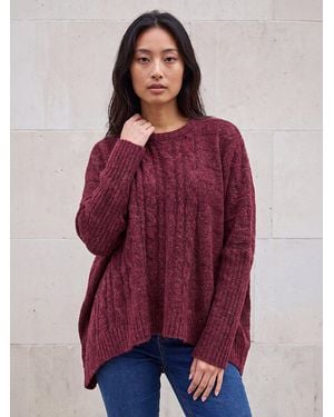 Roman Petite Contrast Cable Knit Jumper - Purple