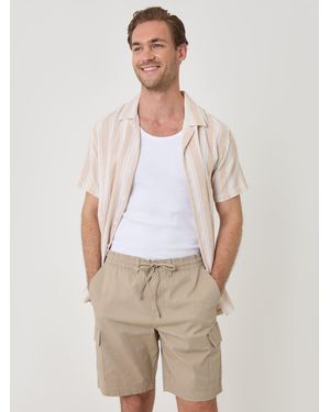 Threadbare Regular Fit Textured Cargo Shorts - Natural