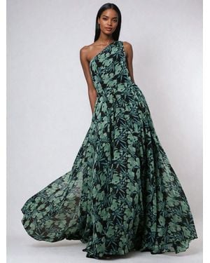 Religion One Shoulder Maxi Dress With Full Skirt - Green
