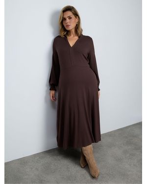 Live Unlimited Tie Side Jersey Midaxi Dress - Brown