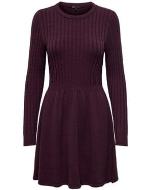 ONLY Cable Detail Fit And Flare Knit Dress - Purple