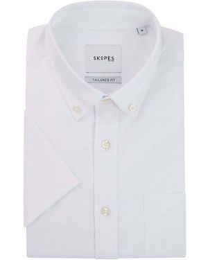 Skopes Tailored Fit Casual Short Sleeve Oxford Shirt - White