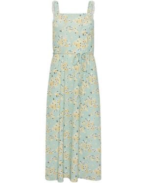 PixieGirl Petite Ditsy Ruched Strap Maxi Dress - Green