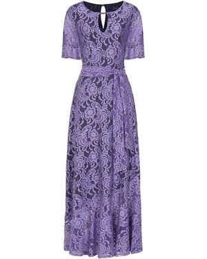Hot Squash Asymmetric Lace Keyhole Dress - Purple