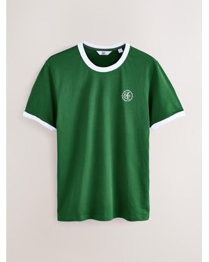 Next Edit Slim Fit Ringer T-Shirt - Green