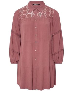 Yours Curve Crochet Insert Boho Shirt - Rot