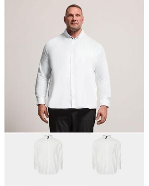 BadRhino Big & Tall Long Sleeve Poplin Shirts 2 Pack - White