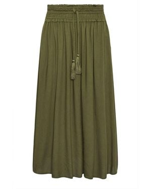 PixieGirl Petite Tie Detail Midi Skirt - Green