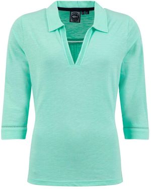 Weird Fish Annare 3/4 Sleeve Jersey Trophy Neck Top - Green