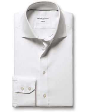 Charles Tyrwhitt Non-Iron Greenwich Weave Cutaway Shirt - Gray