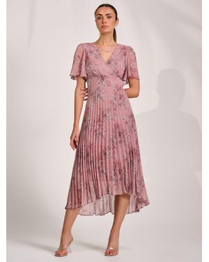 Jolie Moi Printed Chiffon Glitter Maxi Dress - Pink