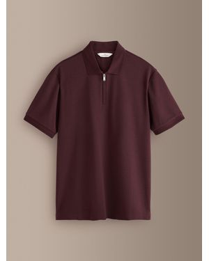 Next Signature Zip Neck Polo Shirt - Lila
