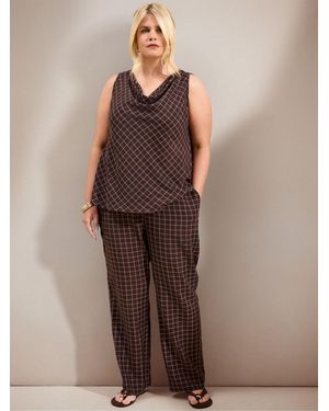 Live Unlimited Check Pants - Brown