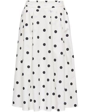 ONLY Polka Dot Long Pleated Skirt - White
