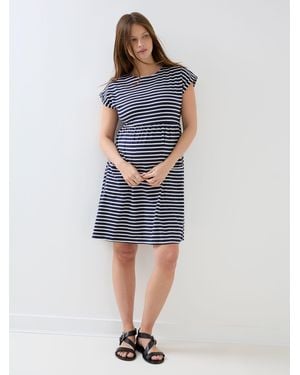 Jojo Maman Bébé Short Sleeve Pocket Detail T-Shirt Mini Dress - Blue