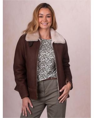 Lakeland Leather Clough Shearling Aviator Jacket - Brown