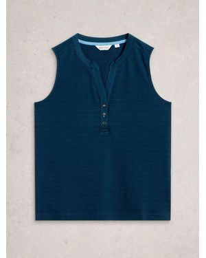 White Stuff Stuff Nora Texture Notch Vests - Blue