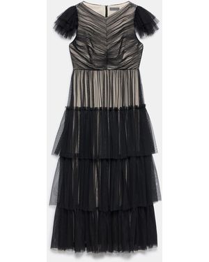 Mint Velvet Layered Tulle Maxi Dress - Black