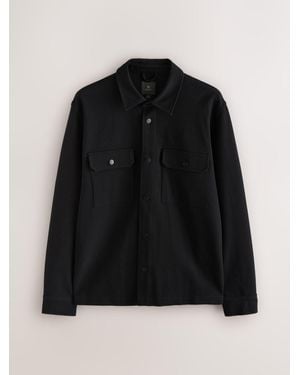 Next Jersey Twill Popper Shacket - Black