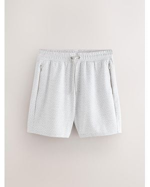 Next Light Textured Geometric Pattern Jersey Shorts - Gray