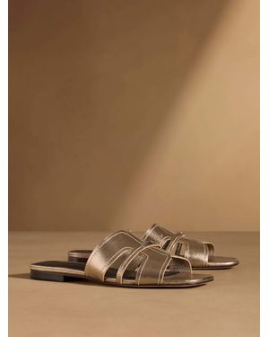Russell & Bromley Metallic Clyde Flat Mule Sandals - Brown