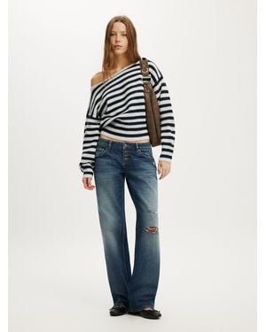 Cotton On Softest Luxe Off Shoulder Knit Cardigan - Blue