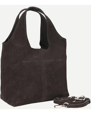 OFF THE HOOK Alanis Suede Tote Bag With Cross-Body Strap - Black