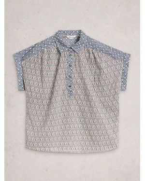 White Stuff Orla Pop Over Shirt - Gray