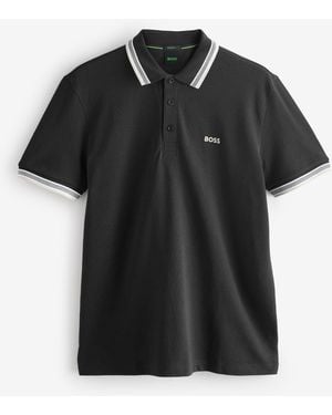 BOSS Regular Fit Paddy Tipped Collar Polo Shirt - Black