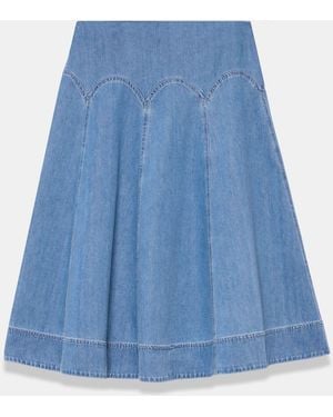Mint Velvet Denim Midi Skirt - Blue