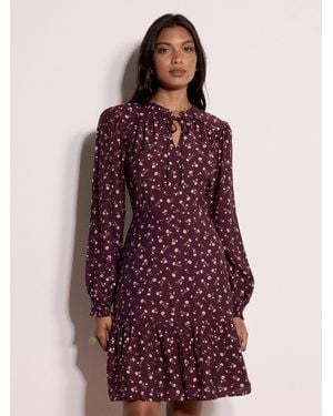 Apricot Ditsy Floral Mini Skater Dress - Purple
