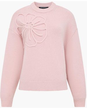 French Connection Patrice Knit Floral Motif Jumper - Pink