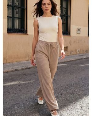 Roman Petite Stripe Pants - Gray