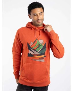 Weird Fish Bryant Front Print Graphic Popover Hoodie - Red