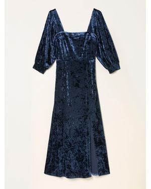 FatFace Fatface Isla Velvet Midi Dress - Blue
