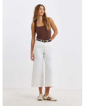 Simply Be Crop Wide Leg Jeans - White