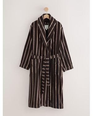 Next Chocolate/ Stripe Towelling Dressing Gown - Brown