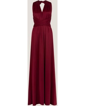 Monsoon Thea Multiway Tie Neck Maxi Bridesmaid Dress - Red