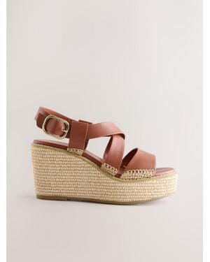 Next Tan Forever Comfort? Raffia Wedges - Pink