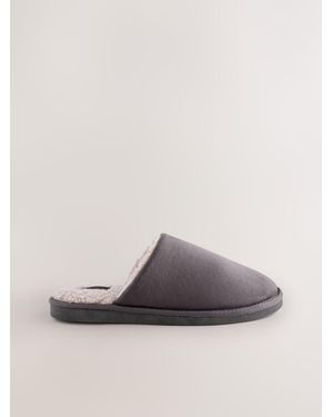 Next Microsuede Mule Slippers - Gray