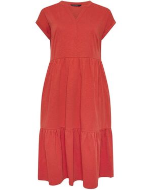 Evans Cotton Midi Dress - Red