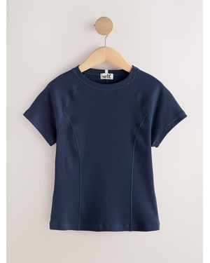 Self Fitted Rib T-Shirt - Blue
