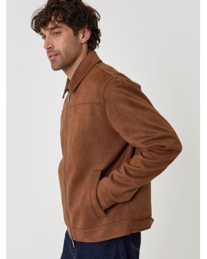Threadbare Faux Suede Collared Jacket - Brown