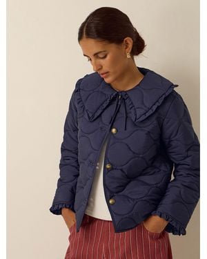 Monsoon Jade Collar Quilted Jacket - Blue