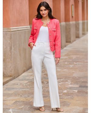 Sosandar Collarless Boucle Jacket With Button Detail - Orange