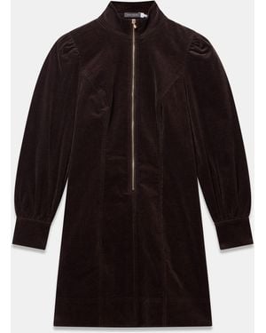 Mint Velvet Corduroy Zip Mini Dress - Black