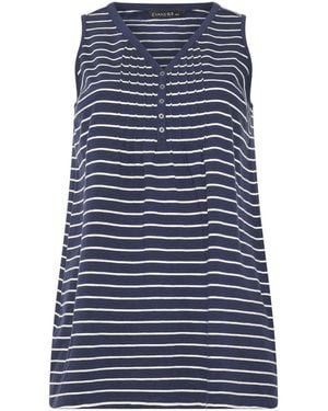 Evans Sleeveless Henley Top - Blue