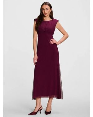 Jolie Moi Lace Insert Mesh Maxi Dress - Red